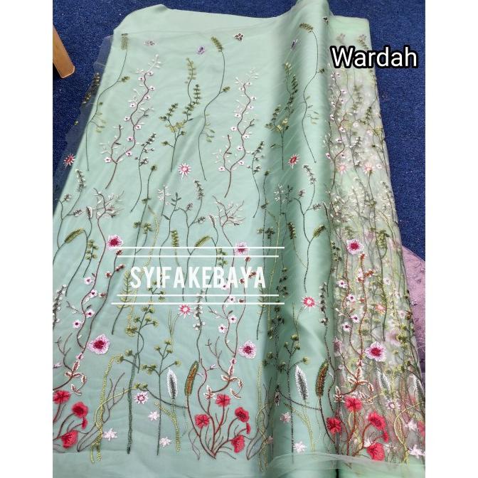 Kain Tile Valentino. Lace Brokat. Brukat Prancis. Bahan Gaun Dress - Wardah