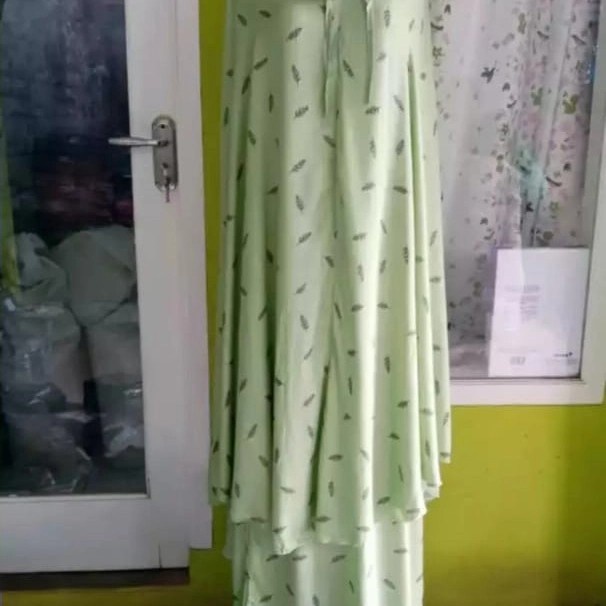 Mukena Jumbo Murah Cantik bali Daun Ranting Hijau F4C2 Berkualitas Promo Jumbo FYP Kekinian Viral 20