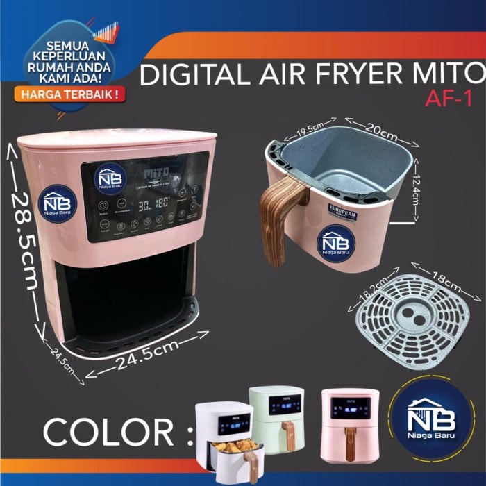 Terlaris Digital Air Fryer Mito Af 1 4 Liter Original Mito Af1