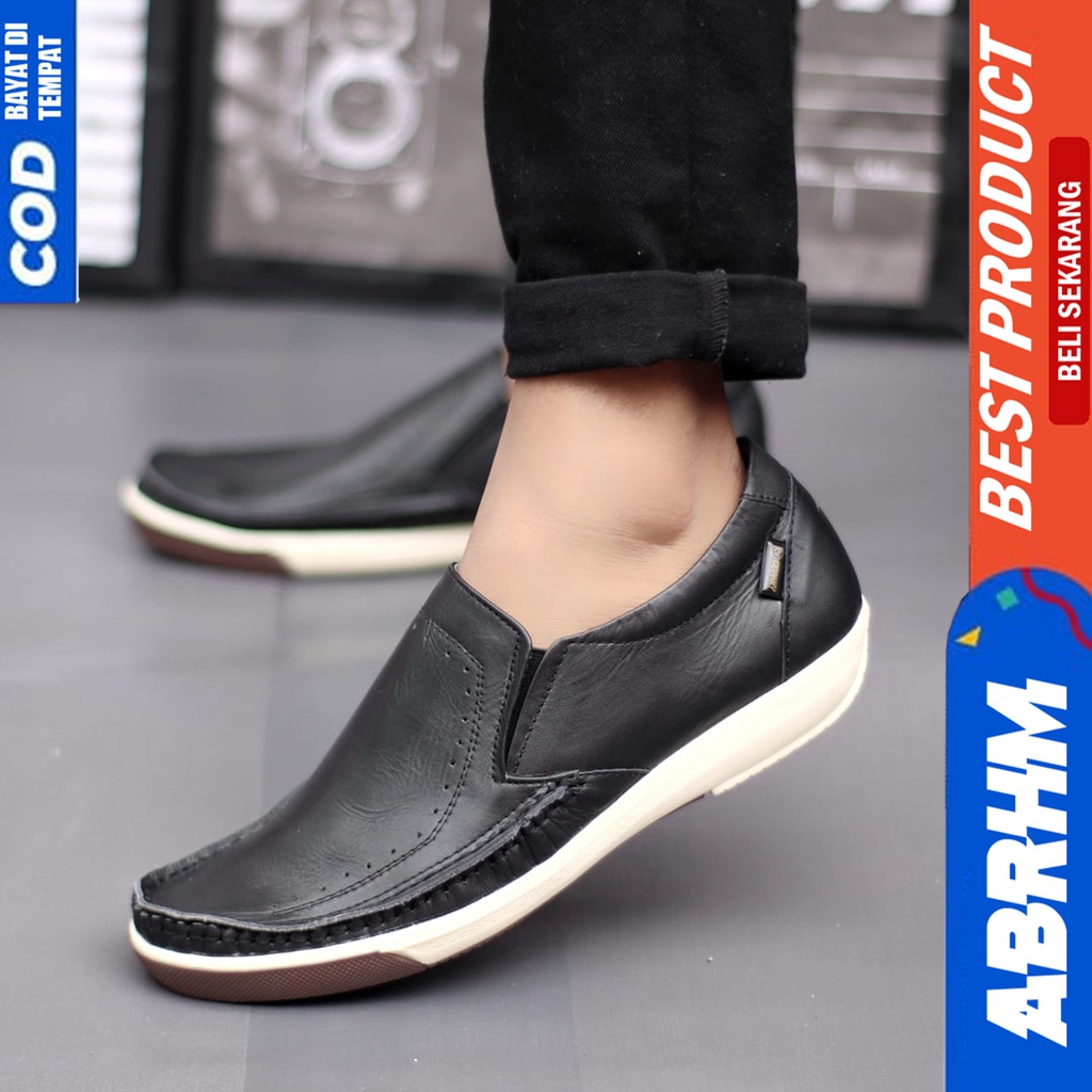 ABRHM SANDRE Sepatu Kasual Slip On Pria Kulit Asli