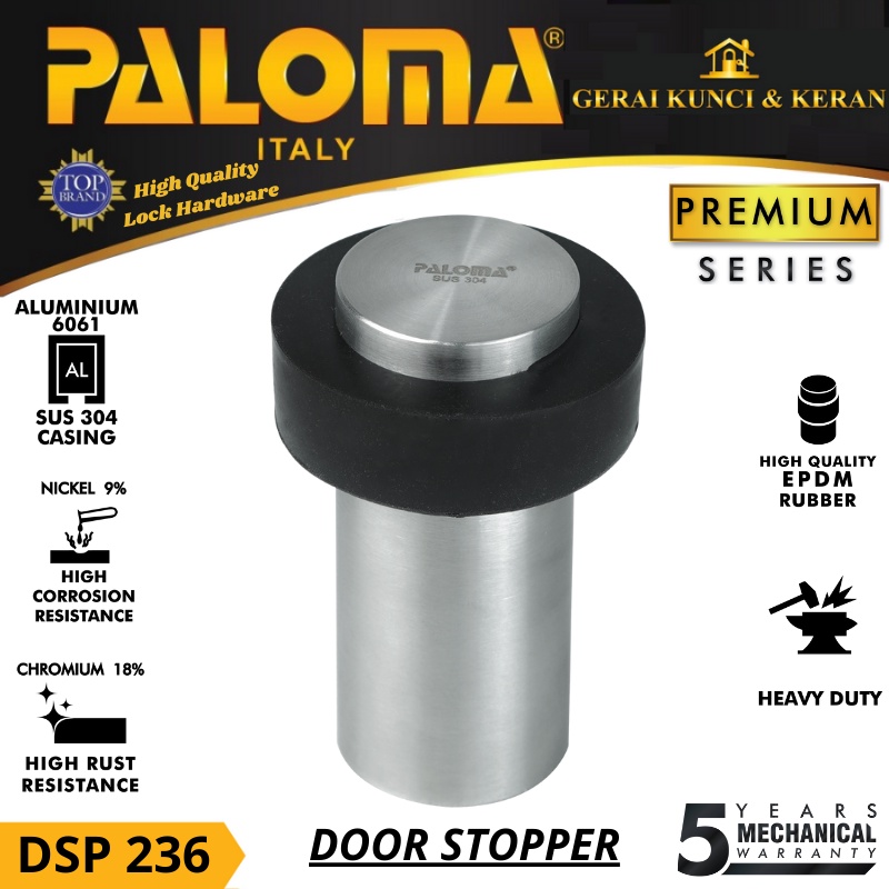 DOOR STOPPER PALOMA DSP 236 PENAHAN PINTU KARET  RUBBER FLOOR STAINLESS