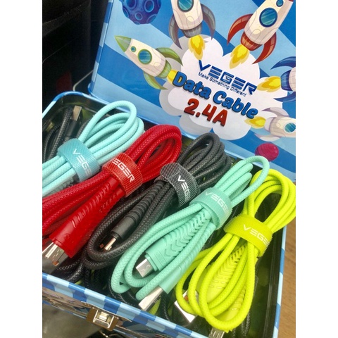 KABEL DATA VEGER V110 MICRO USB  TYPE C  LIGHTNING IPHONE 2.4A FAST CHARGING