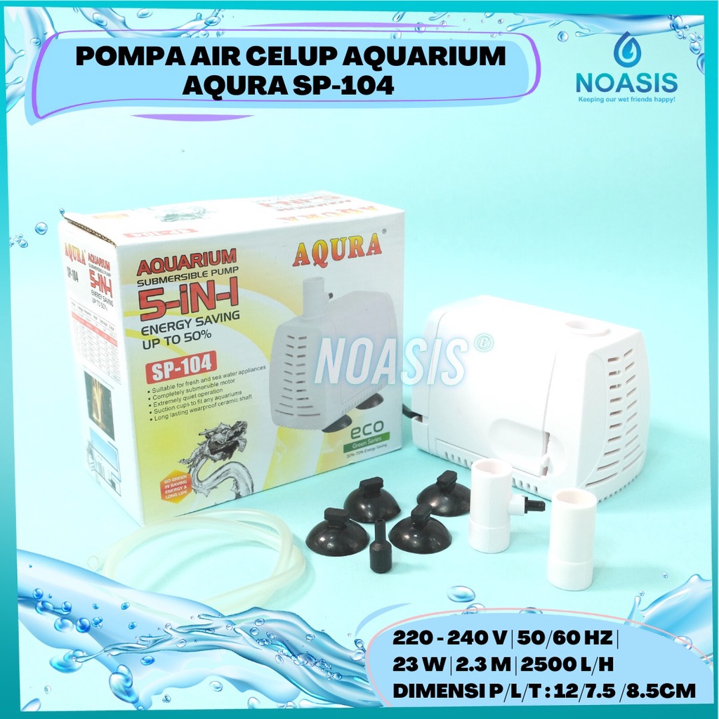 AQURA Pompa Air Celup Aquarium AQURA sp 104 Sp - 104 23 W 2500 Litter