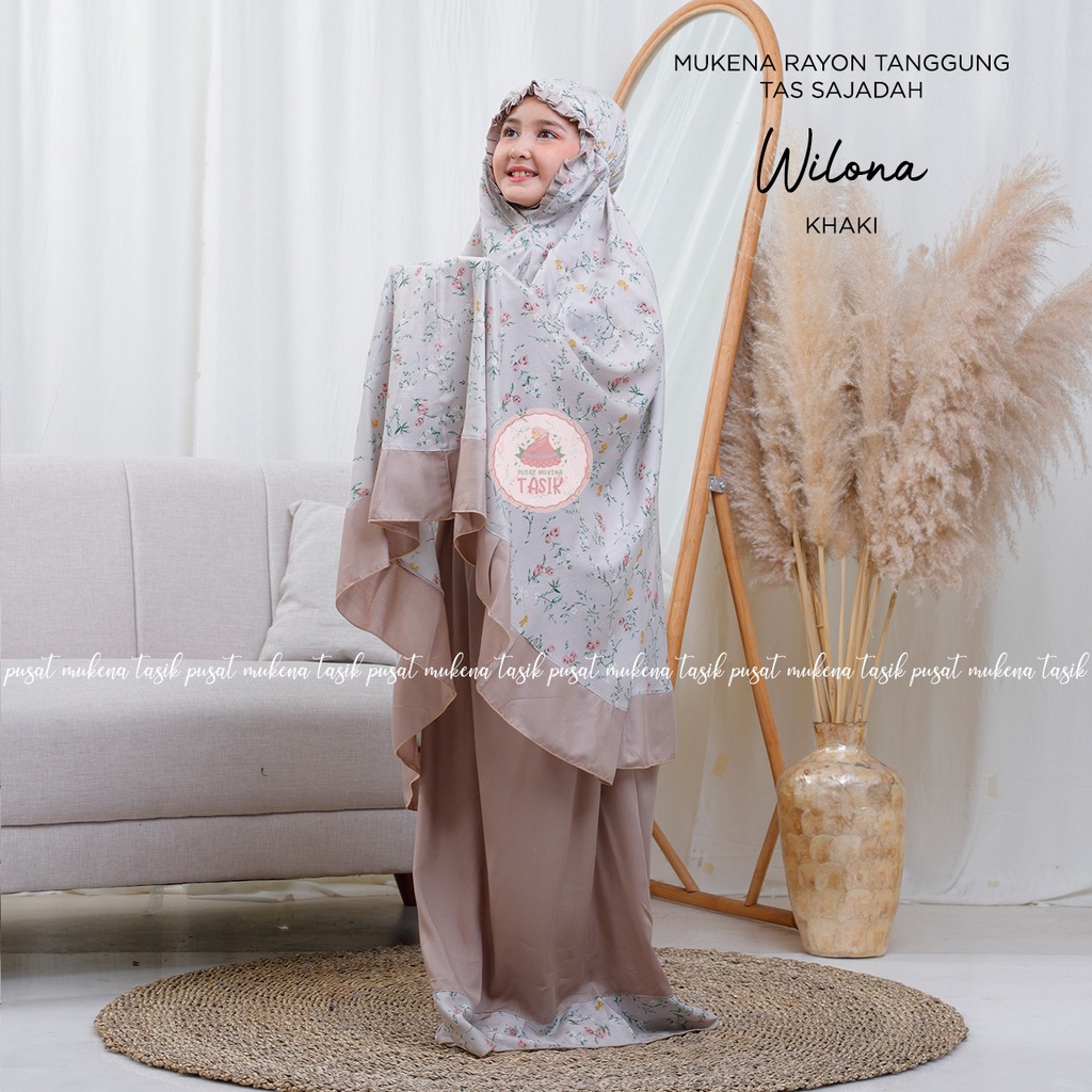 PUSAT MUKENA TASIK - MUKENA ANAK RAYON TANGGUNG MOTIF WILONA (TAS SAJADAH)