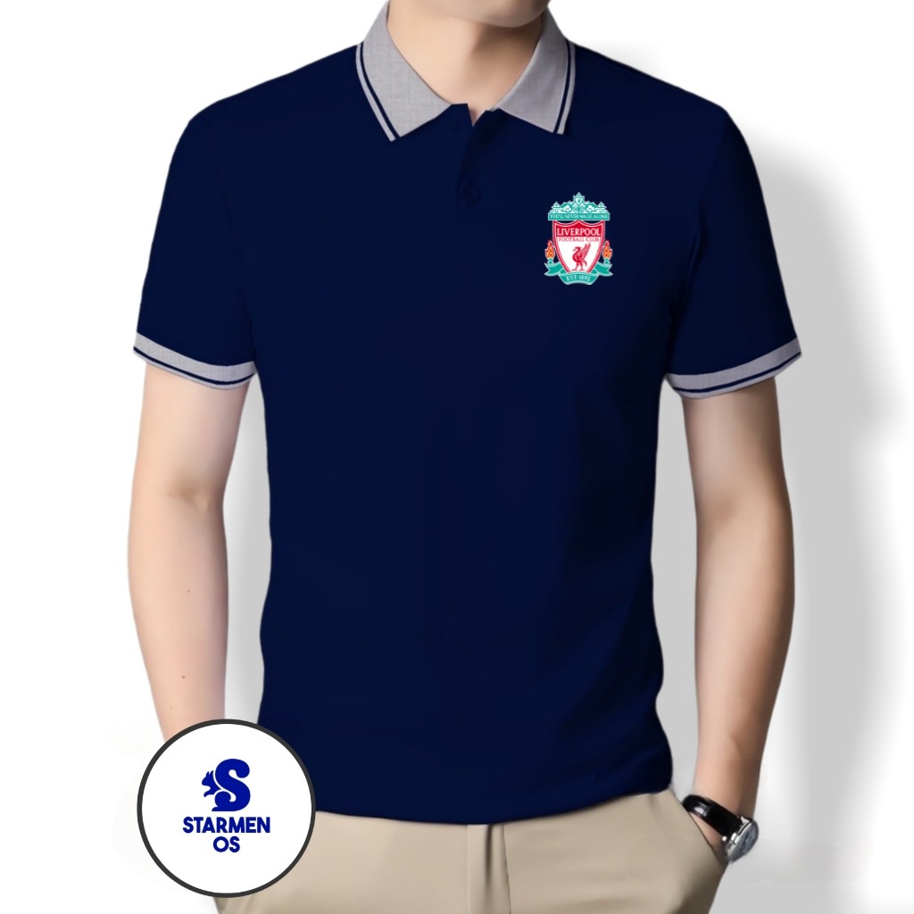 Kaos Wangki Polo Atasan Tshirt Pria Kerah Wangki Big List LOGO LIVERPOOL