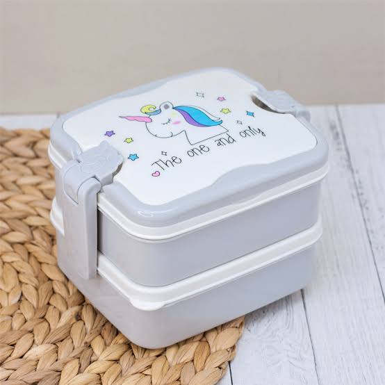 Box Makan Tingkat Dua Unicorn 6301 - Kotak Bekal Makanan Anak