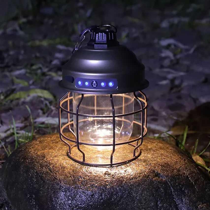 Lampu LED Camping Lentera Gantung Waterproof 3 In 1 3600mAh - KJ-130 - Black