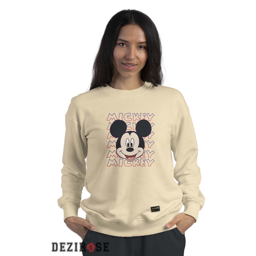 Sweater Crewneck Wanita Mickey Mouse Switer Sweter Wanita Tebal Premium Unisex DEZIROSE Terbaru