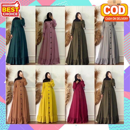 Gamis Cewek Remaja Terbaru 2023 Casual Formal Baju Setelan Maxy Cantik Motif Polos Lengan Panjang Fa