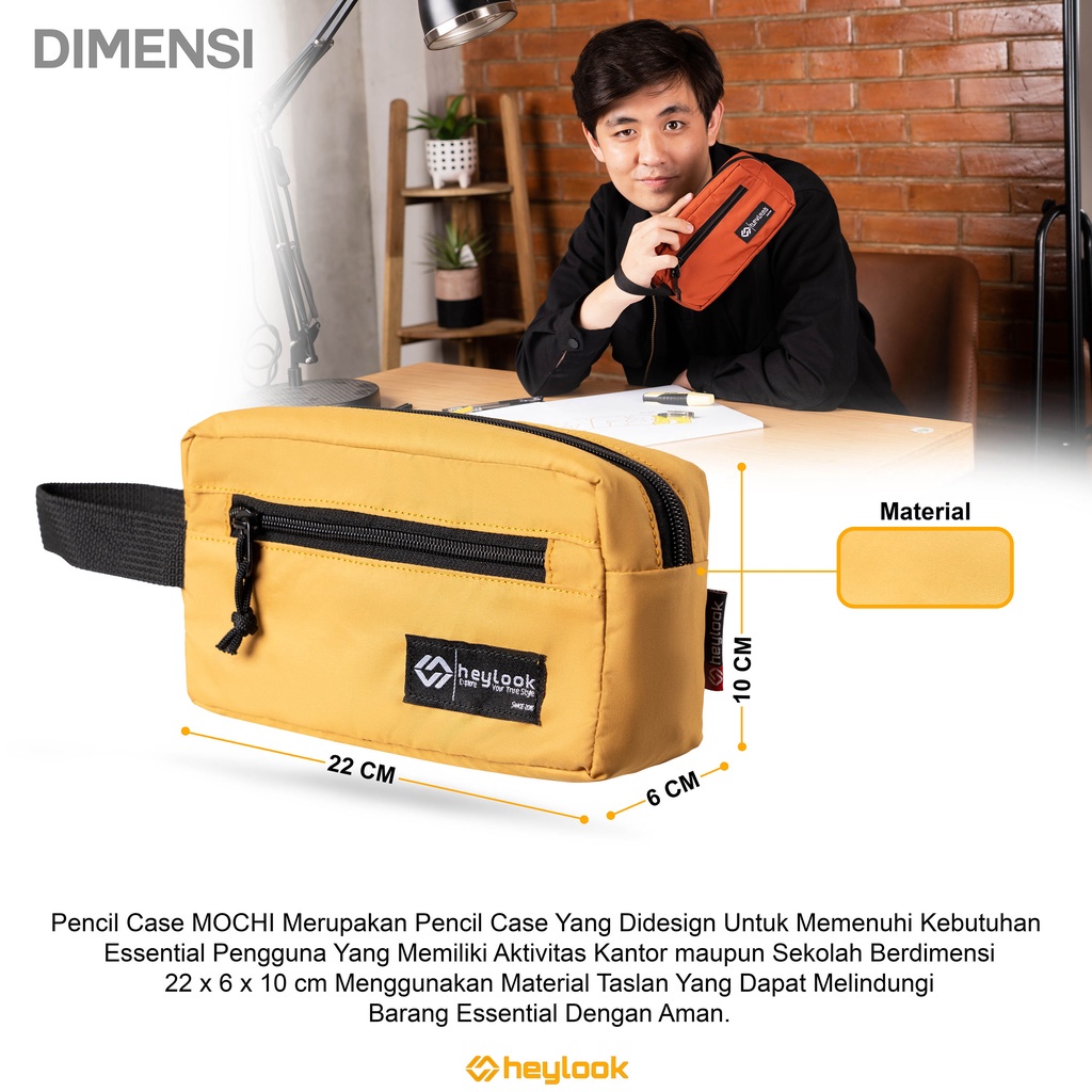 Pencil Pouch Atk Tempat Penyimpanan Pena Pensil Spidol Design Basic Simple - ORANGE