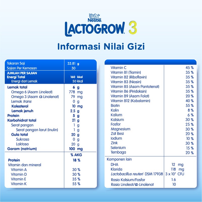 Nestlé LACTOGROW 3 Happynutri Madu Vanilla 1kg Rasa Madu dan Vanilla 1000gr 1000g 1000 gram