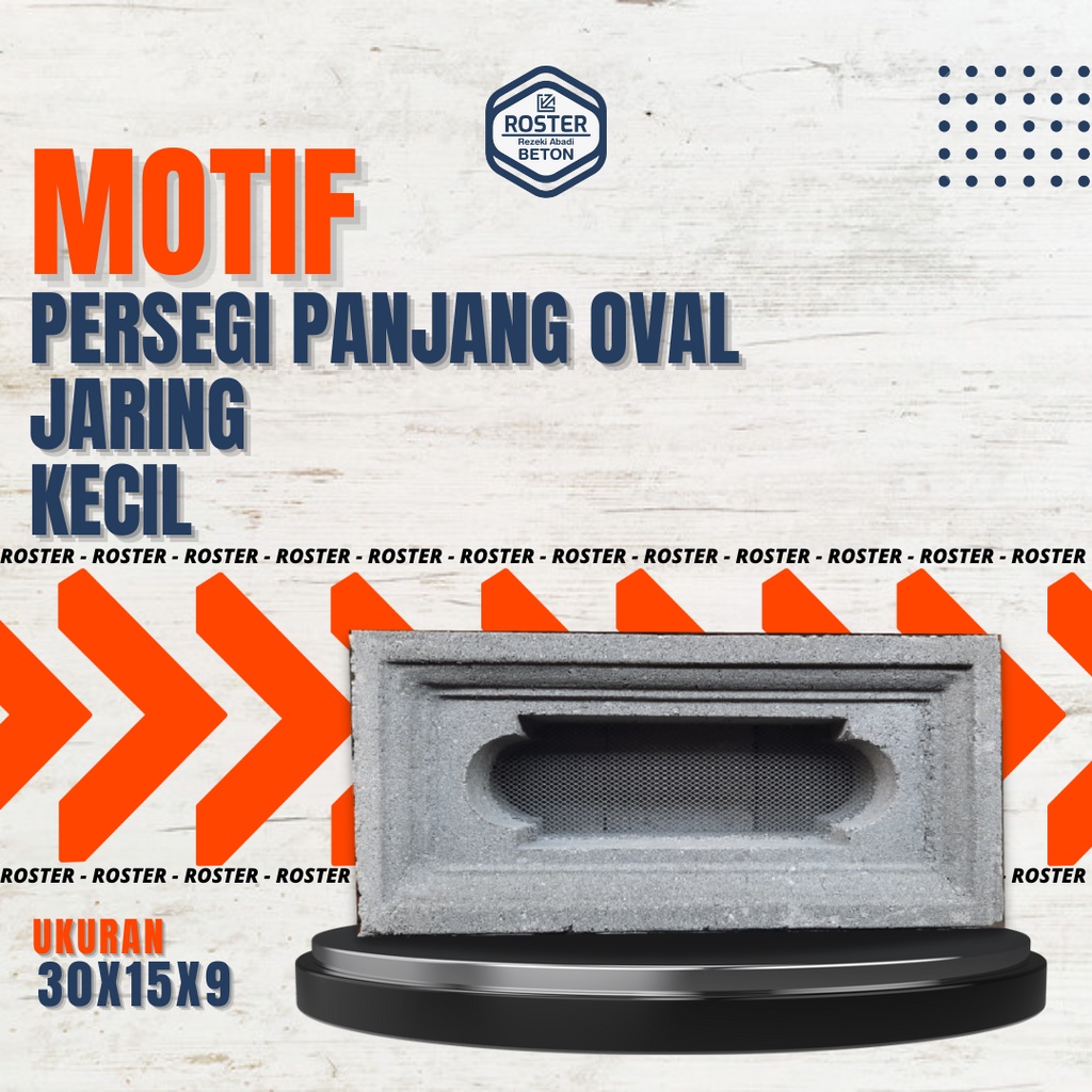Roster Beton Minimalis Atau lubang Angin Motif Persegi Panjang Oval Jaring Kecil Ukuran 30cm X 15cm 