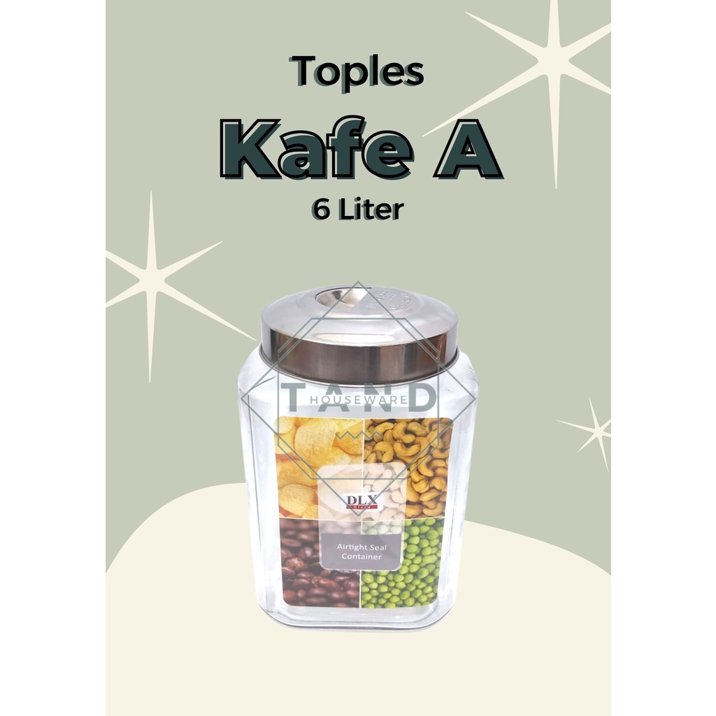 TOPLES KACA KEDAP UDARA DLX KAFE A GLASS JAR TOPLES KOPI UKURAN 6 LITER