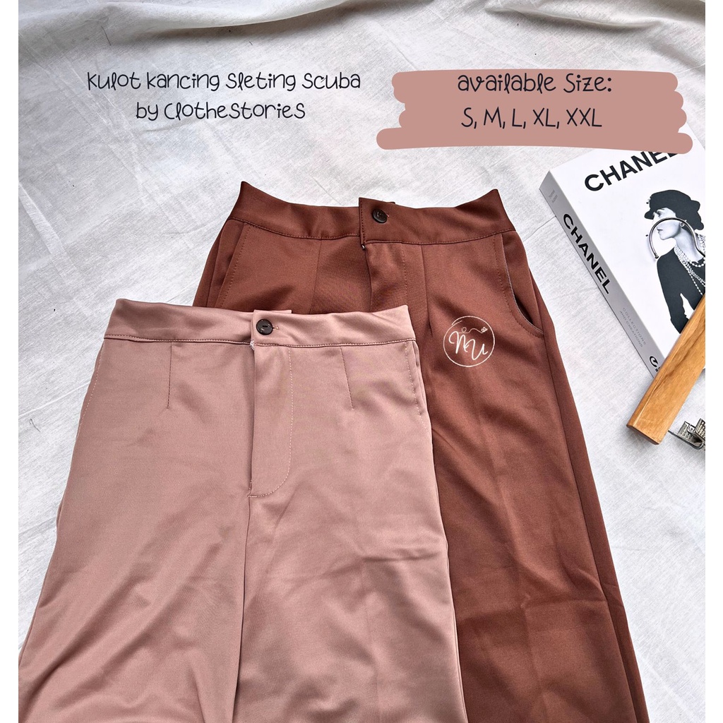 CELANA KULOT SCUBA SLETING KANCING / KULOT ZIPPER BUTTON SIZE S-XL