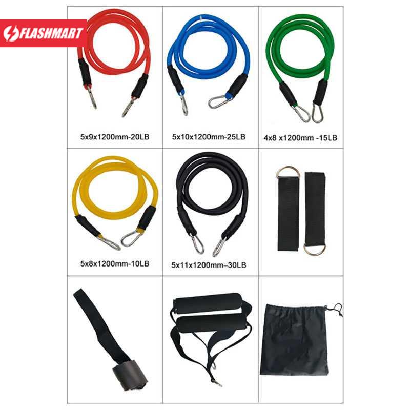 Flashmart Set Tali Stretching Resistance Band 11 PCS/set - YR2-11