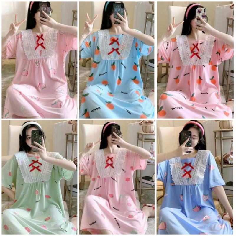 Daster Spandek Super Jumbo Import Piyama Murah Import Piyama Import Wanita Daster Wanita Sleepwear Import C02D, C08-C