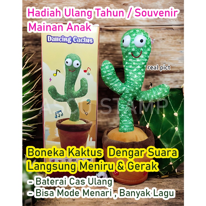 Boneka Kaktus Goyang , Menari, Boneka Peniru Suara