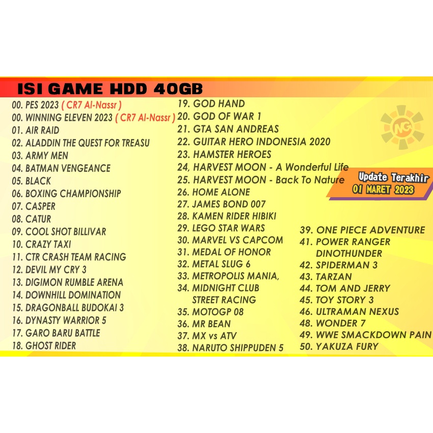 PS2 50Game Paket Lengkap - Sony Playstation Fat HDD40GB +Free 2Stik +50 Game