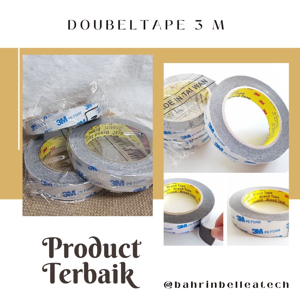 

❤bahrinbelleatech❤DOBLE TAPE 3M PE FOAM ISOLASI BOLAK BALIK 20MM x 4.5 METER/selotip murah/perekat bolak balik / doubletape