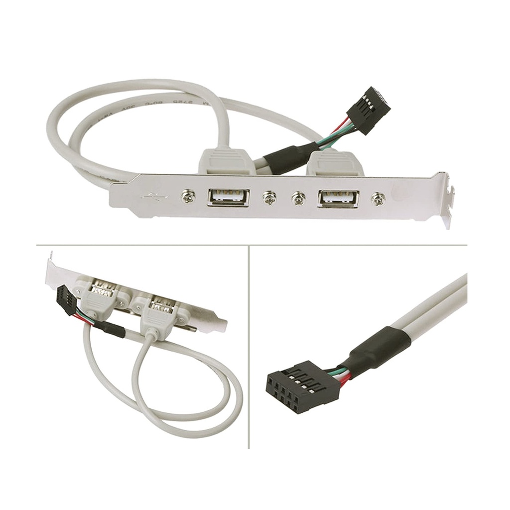 USB EXTENTION 2 PORT SLOT FOR PC DESKTOP 2.0 9PIN REAR BACK PANEL