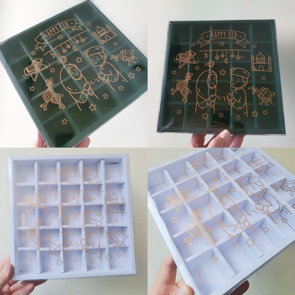 

( 5pcs ) Dus nastar tutup mika transparan lebaran idul fitri sekat 25 lubang ukuran 3.5x3.5 cm box kue cookies mica kotak kue mochi