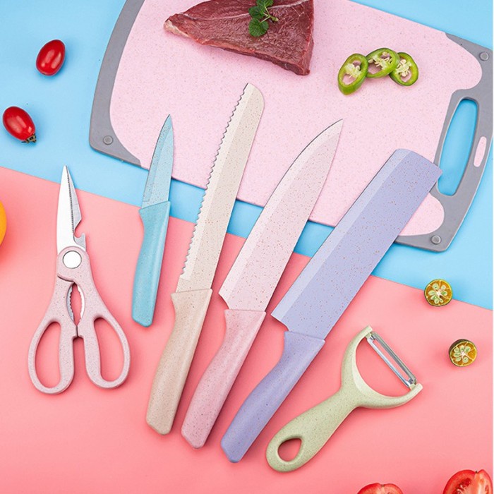 B ( B28 ) PISAU DAPUR SERBAGUNA SET KITCHEN KNIFE  / SET 6 IN 1