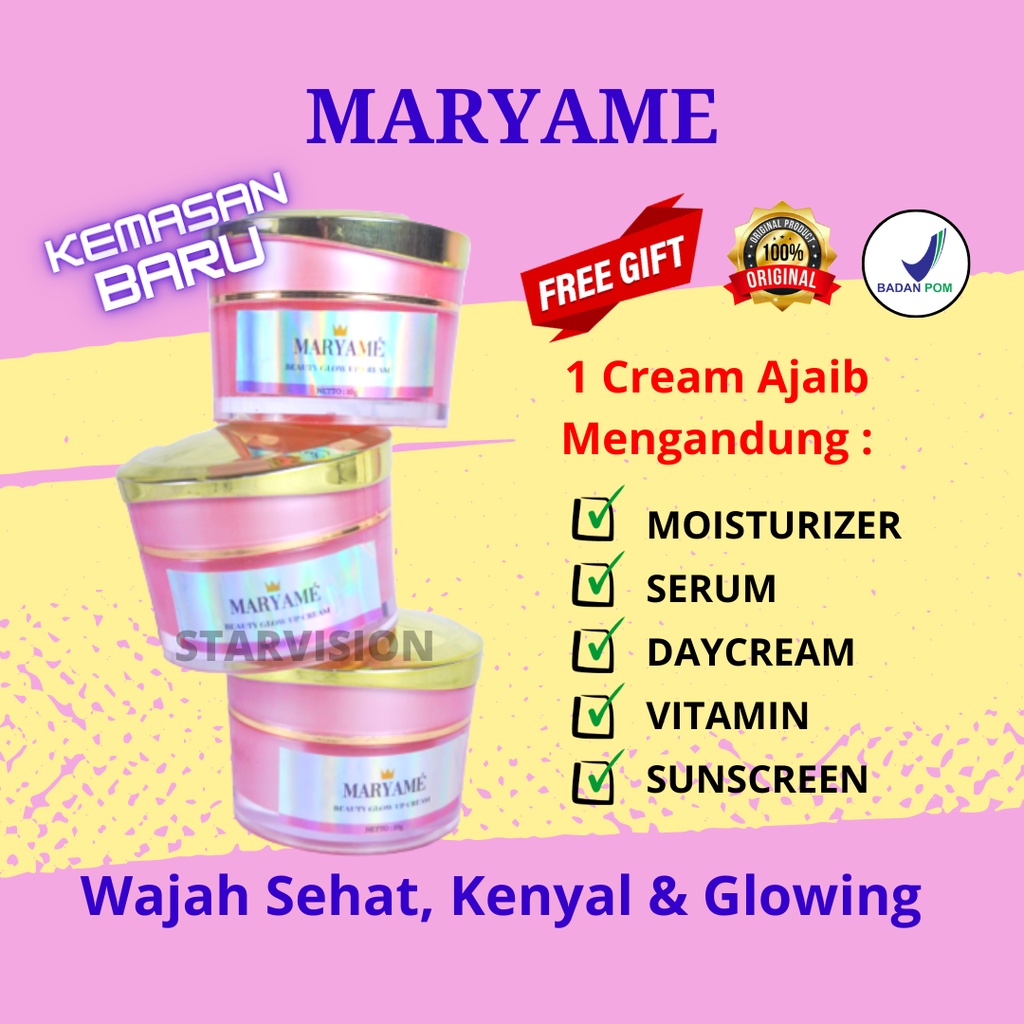 Cream Maryame Beauty Glow Up Crem Ajaib Cream Krim Scincare All In One Viral Crim Pemutih Anti Aging