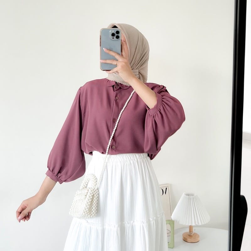 ELZE BLOUSE | Elze Blouse Kemaja Atasan Wanita Shakila Twill | Kemeja Elze Lengan Panjang Shakila Twill