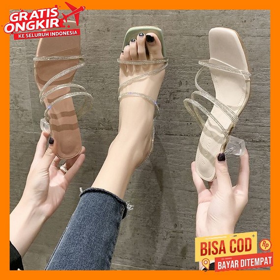High Heels Wanita Import Pesta 3Cm 7Cm 5Cm Zara Wisuda Hells Hak Tahu Tali Tertutup Sndal Hils Konda