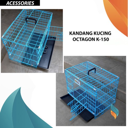 Kandang Kucing Kandang Besi Hewan Lipat Octagon Ukuran (45x29x36) k-150