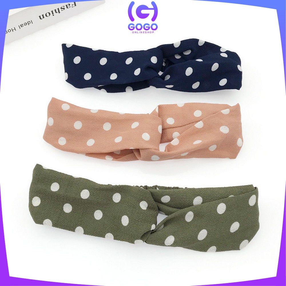 GOGO-C65 Bando Kain Korea Bahan Motif Polkadot Wanita Bendo Karet Korean Fashion Kekinian / Model Turban Bandana Simpul Kekinian Import