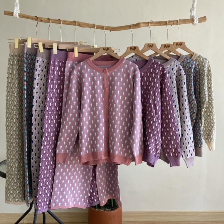 MURAH Ruby Knit One Set / Baju Setelan Celana Kulot Rajut Wanita Import