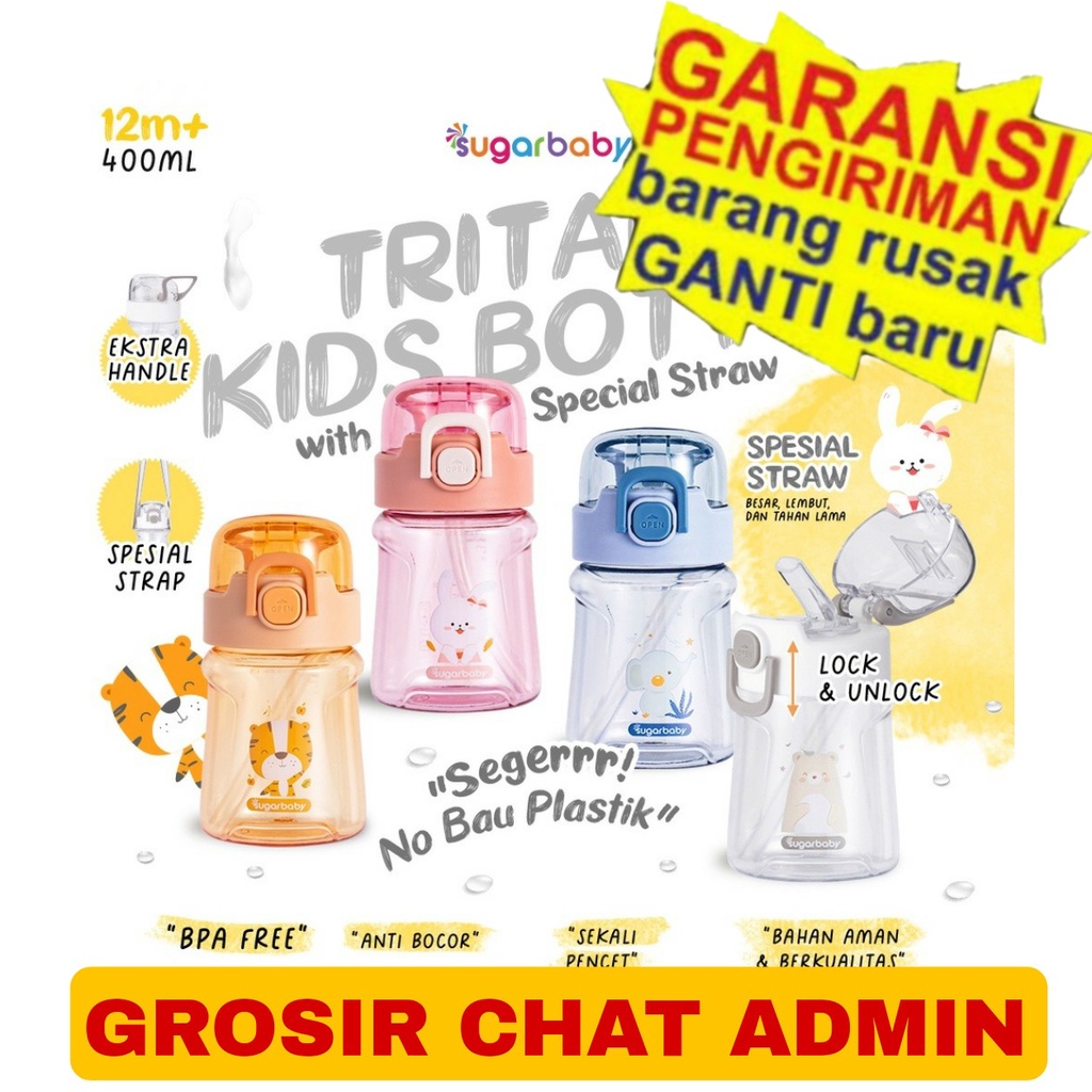 [READY BANDUNG] NEW Sugarbaby TRITAN KID BOTTLE Tritan Kid Bottle with Special Straw BOTOL MINUM ANAK SUGARBABY BOTOL MINUM ANAK SUGAR BABY