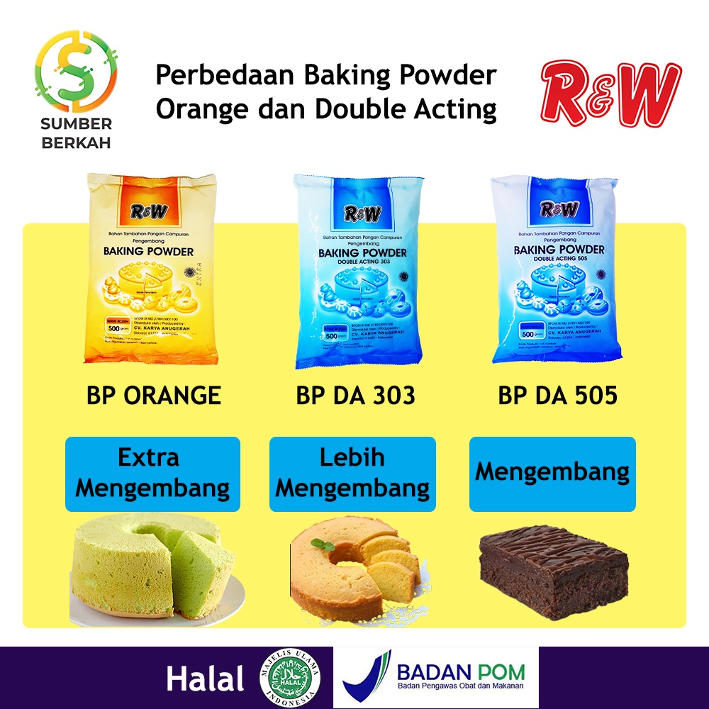 Baking Powder Pengembang Kue Rajawali R&amp;W RW 10 gr 1 Lusin Orange Extra Mengembang