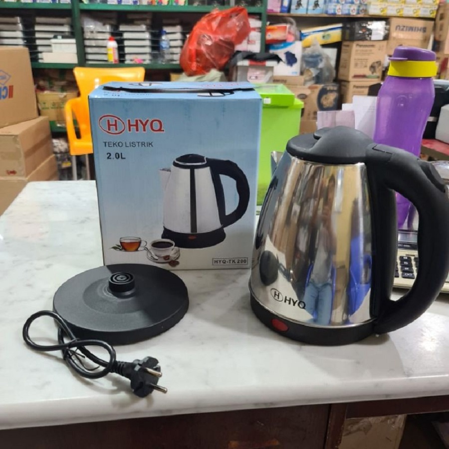 Kettle Electric Teko Pemanas Air Hyq 2L 2 Liter 600W 600 Watt Stainless