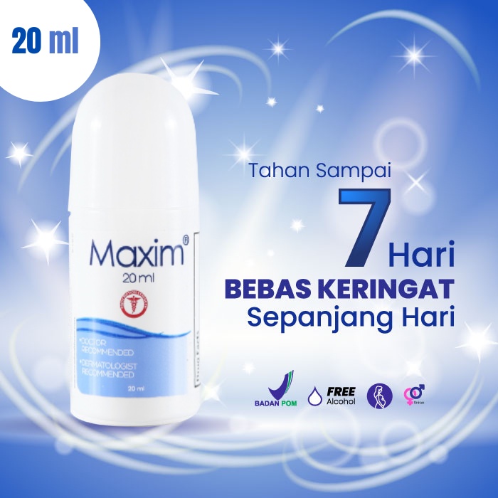 Maxim Antiperspirant 15% Deodoran Roll-on Isi 20ml - Solusi Keringat Berlebih di Area Ketiak