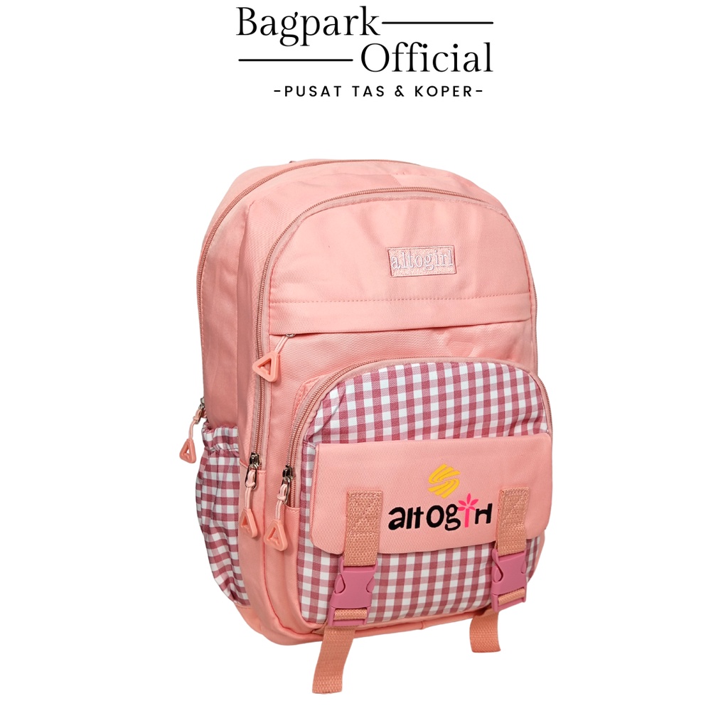 Tas Ransel Anak Cewek Alto Girl Tas Anak Remaja Perempuan Tas Anak Sekolah Motif Kotak Kotak Free Rain Cover