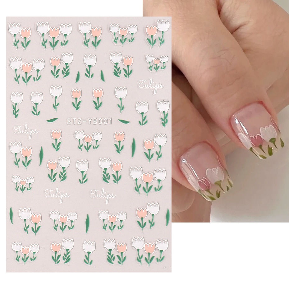 LRC Stiker Kuku Nail Sticker Bunga Tulip Flower