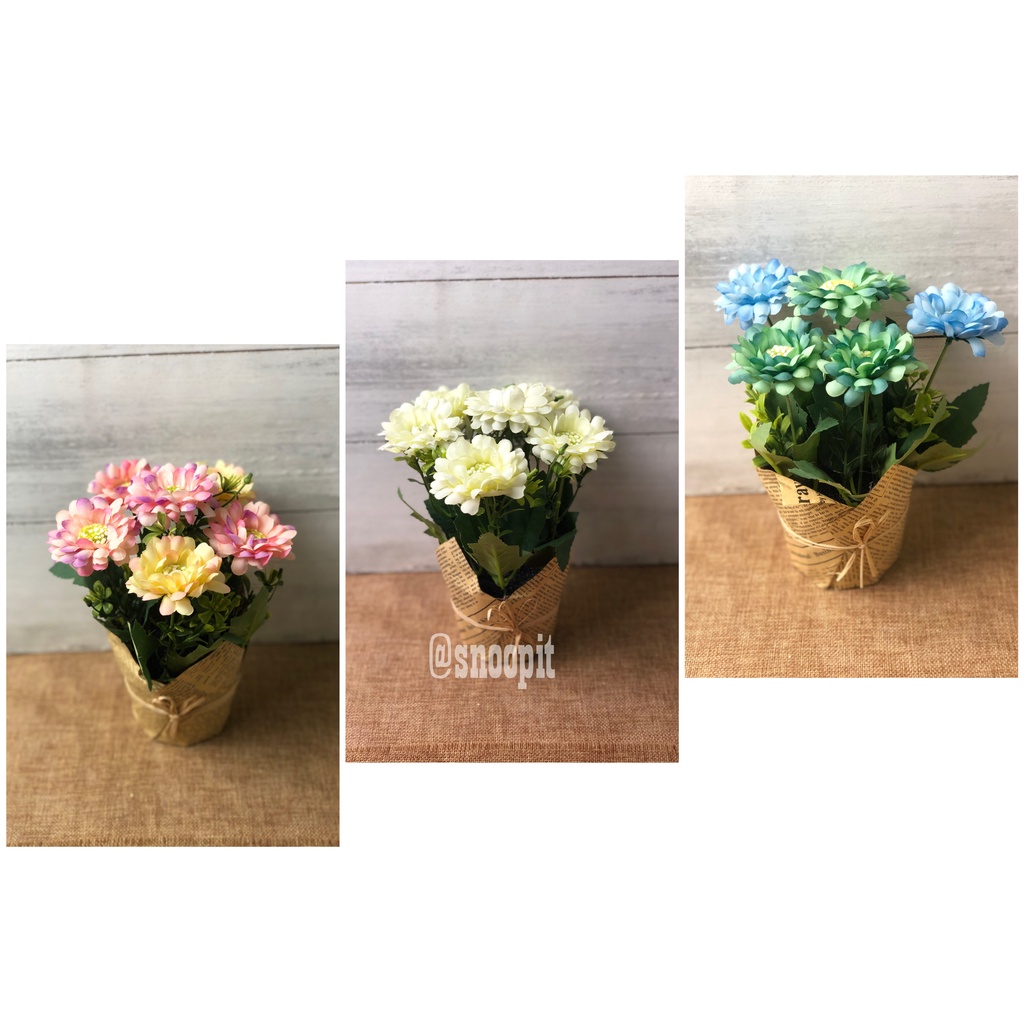 Vas Bunga Hias Plastik Import  Flower Vase #O213-34 Gerbera Dekorasi Rumah Bunga Hias Pajangan Artificial Flower  Gerbera