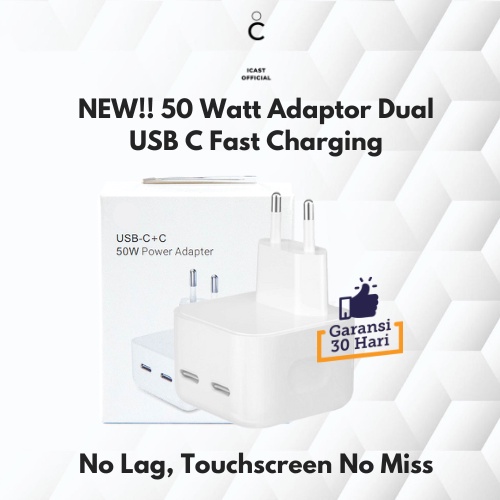 Adaptor 50W Dual USB C Fast Charging