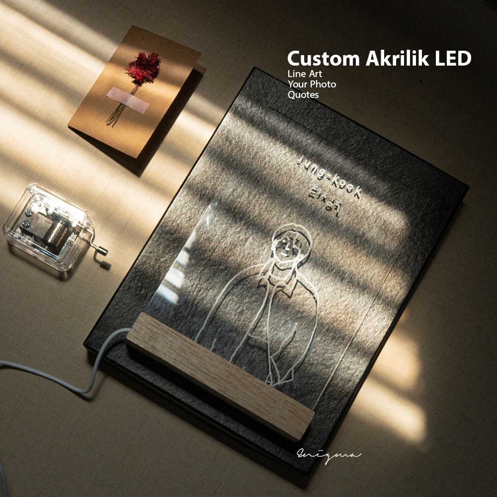 Custom Akrilik LED 1 hari jadi  Aesthetic Kado Ulang tahun , Kado Pernikahan , Kado Wisuda