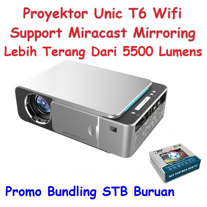 Proyektor Projector Unic T6 With Miracast Mirroring 80 ANSI Lumens