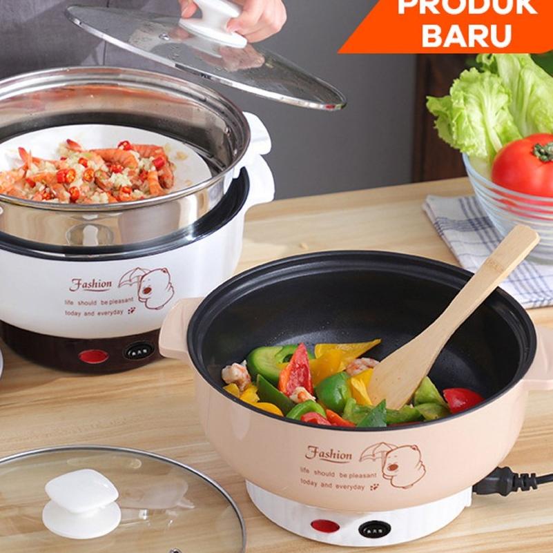 PALING LARIS Panci itas Besar Listrik Multifungsi Free kukusan / Steamer Stainless Lapis Keramik Tef