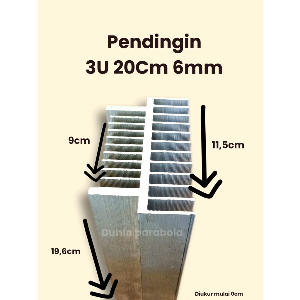 Pendingin Heatsink 3U 20CM Tebal 6MM