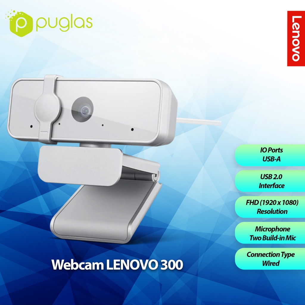 Lenovo 300 Webcam Full HD 1080P Wired USB Laptop PC Komputer Notebook