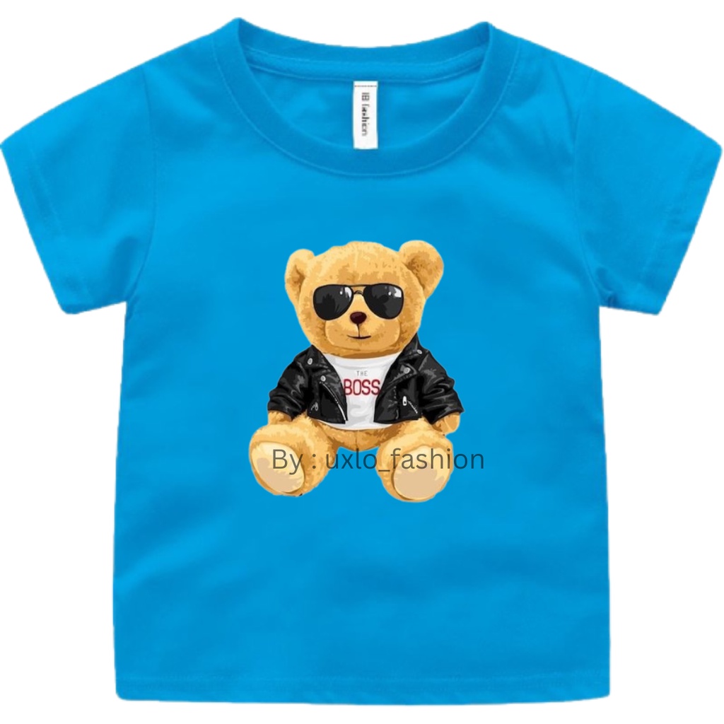 Baju Kaos Tshirt Murah Anak Cewe Dan Cowo Unisex Umur 2-9 Tahun Motif Bear Boss Imut UXlo Fashion