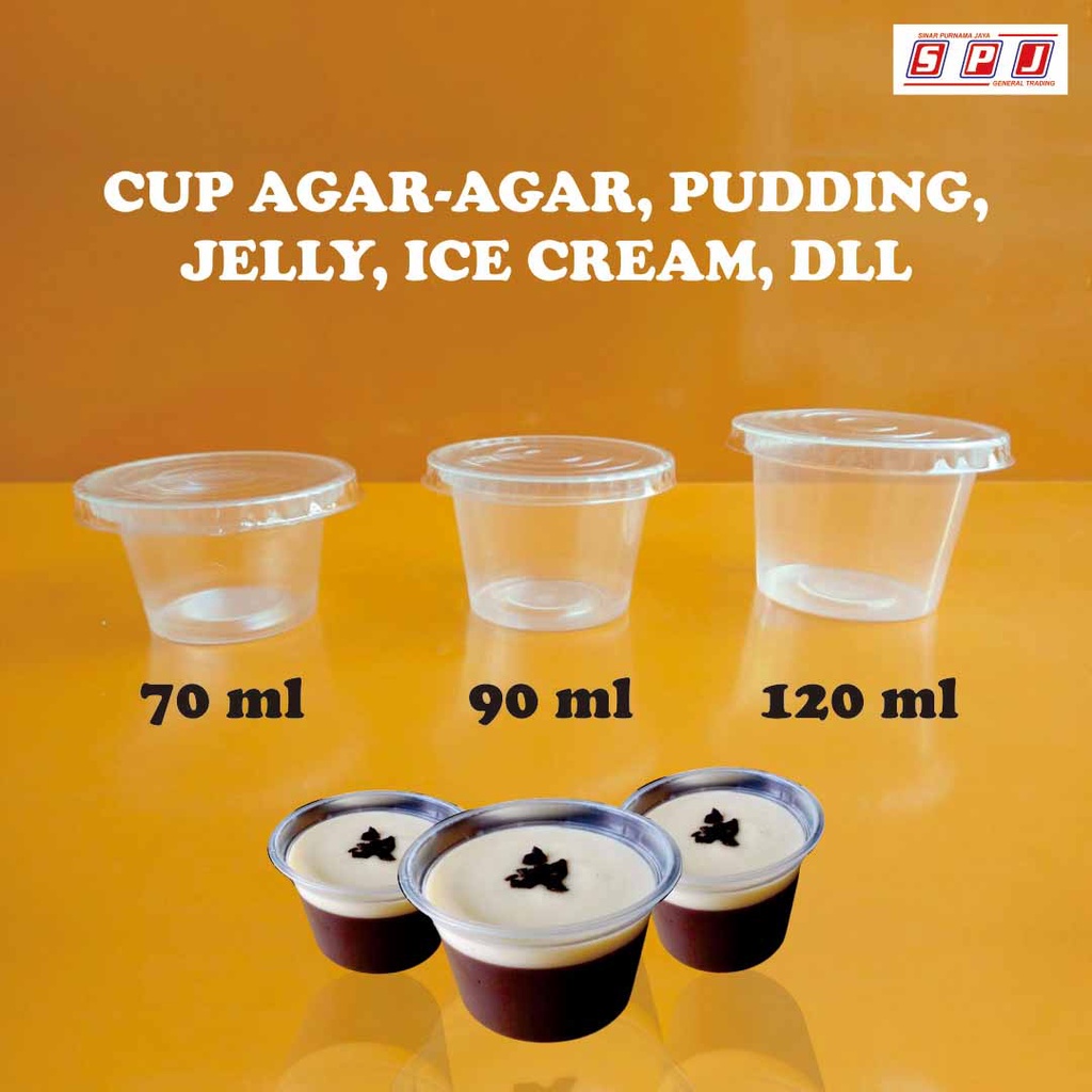 Cup Puding | Cup Agar-Agar | Cup Jelly 70ml, 90ml, 120ml + Tutup 50 pcs