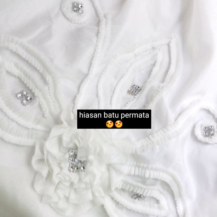 Mukena Jumbo Putih Premium Motif Bunga Timbul (Ukuran ) Murah Adem F3U3 Dewasa Lebaran Jumbo Traveli