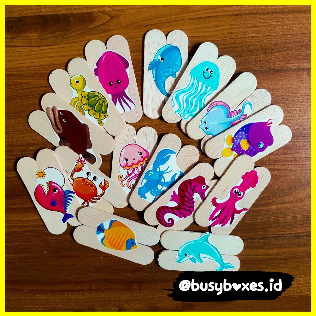 Busyboxes.id Mainan edukasi anak Puzzle popsicles lucu 2 keping seri animals sea