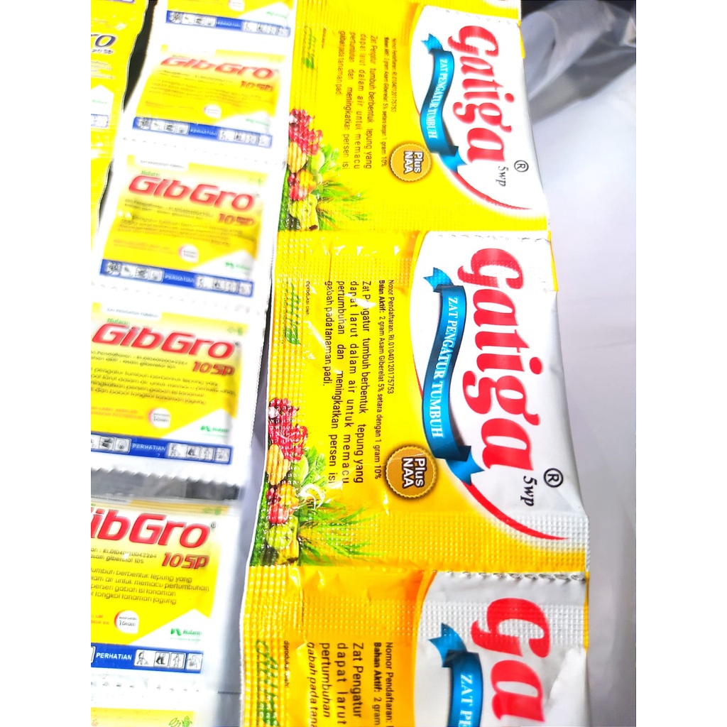 ZPT GA3 Gatiga. Gibberelic Acid 5% kemasan 2gr. zat pengatur tumbuh & pembesar buah/umbi